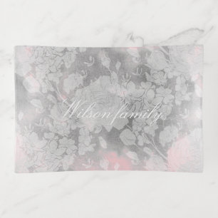 modern subtle roses blush gray Trinket Trays