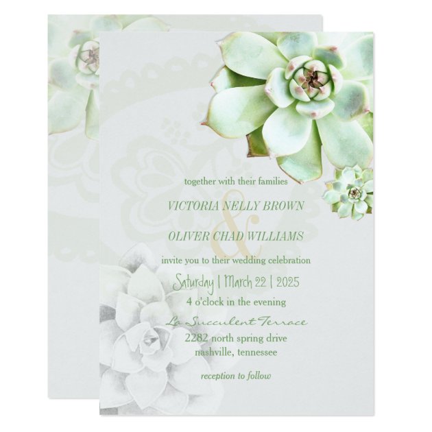 Modern Succulent Botanical Wedding Invitation