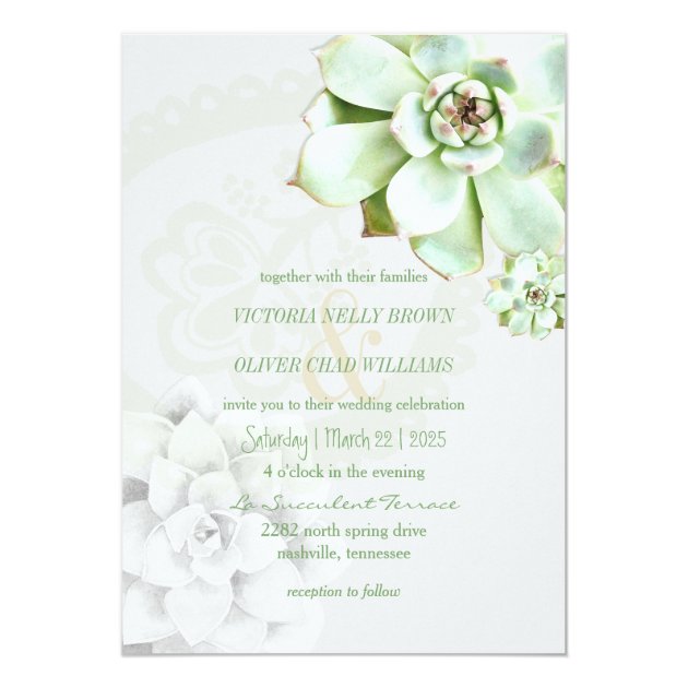 Modern Succulent Botanical Wedding Invitation