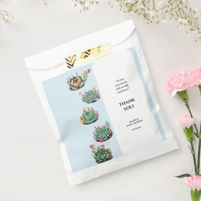 Modern Succulent Cactus Baby Shower Favor Bag (Sealed)