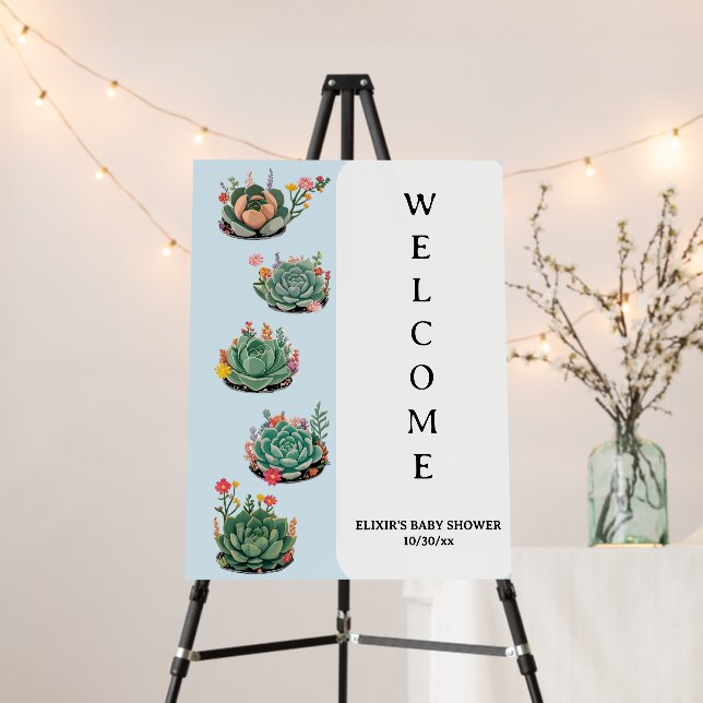 Modern Succulent Cactus Baby Shower Foam Board (In Situ (Stand))