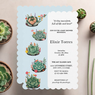 Modern Succulent Cactus Baby Shower Invitation