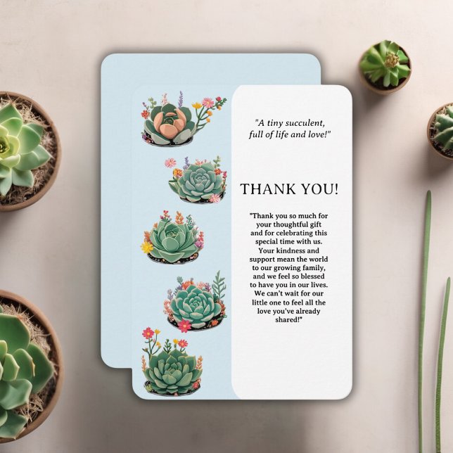 Modern Succulent Cactus Baby Shower Thank You Card (Creator Uploaded)