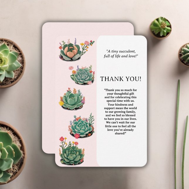 Modern Succulent Cactus Baby Shower Thank You Card (Creator Uploaded)