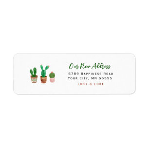 Modern Succulent Cactus New Address Return Address Label