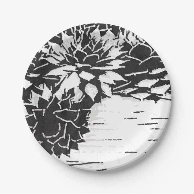 Modern Succulent Cactus Plants Paper Plates (Front)