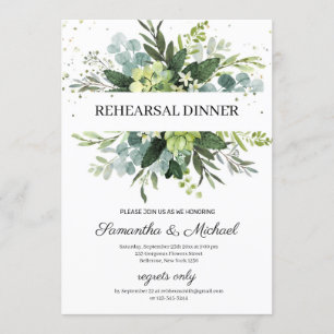 Modern Succulent foliage florals rehearsal Invitation
