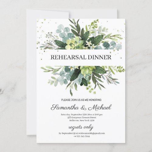 Modern Succulent foliage florals rehearsal Invitation