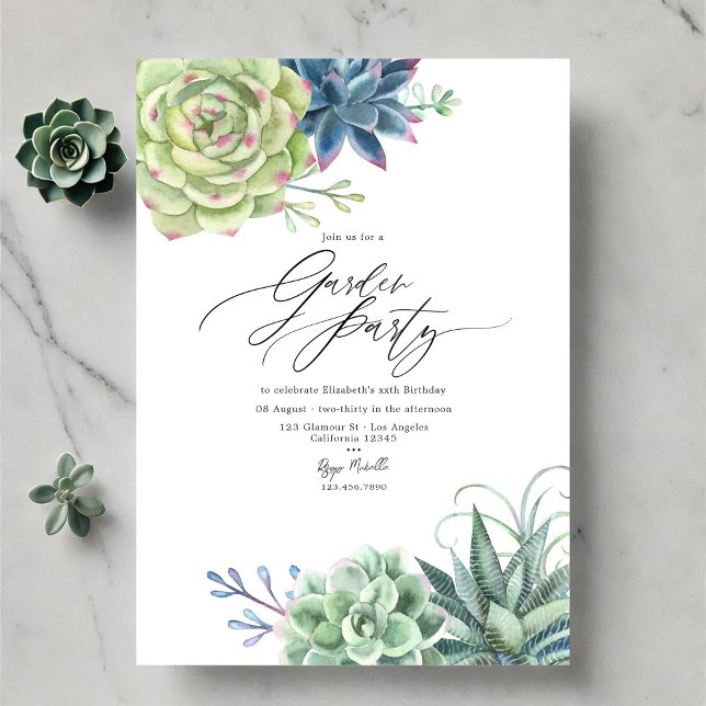 Modern Succulent Greenery Garden Party Invitation (Modern Succulent Greenery Garden Party Invitation)