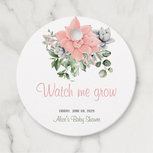 Modern Succulent Watch me Grow Green Coral  Favor Tags