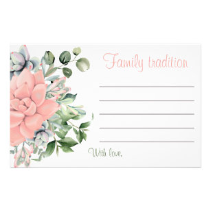 Modern Succulent Watercolor Coral Family Tradition Flyer