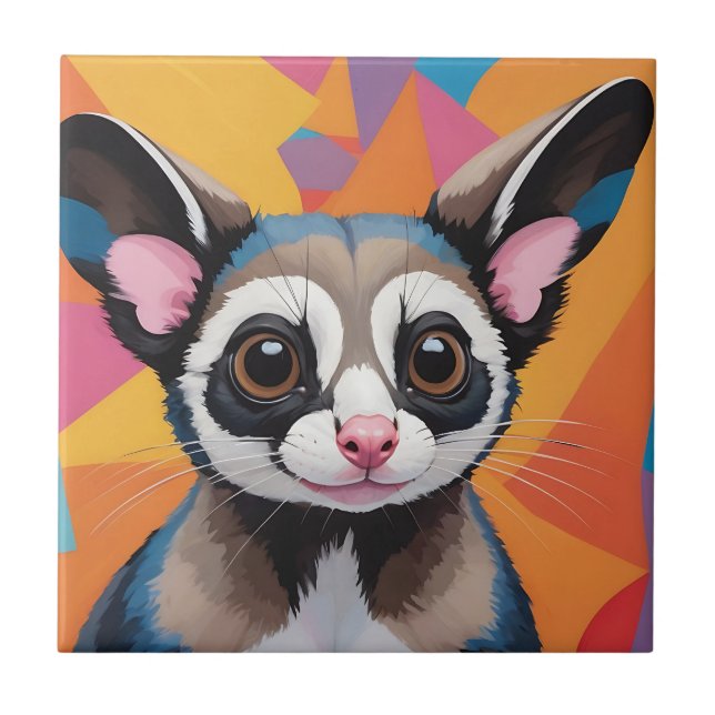 Modern Sugar Glider Abstract and Colorful Ceramic Tile (Front)