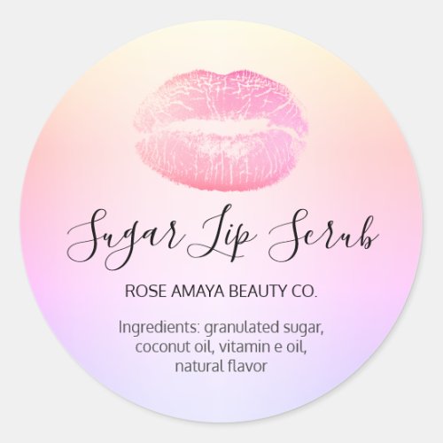 Modern Sugar Lip Scrub Pastel Blush Lips Classic Round Sticker