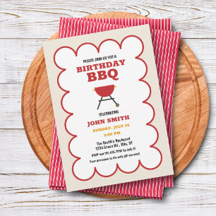 Modern Summer BBQ Grill Birthday Invitation