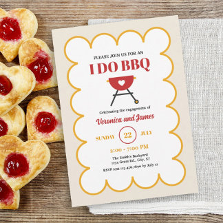 Modern Summer BBQ Grill Engagement Party Invitation