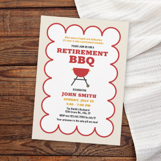 Modern Summer BBQ Grill Retirement Party Invitation