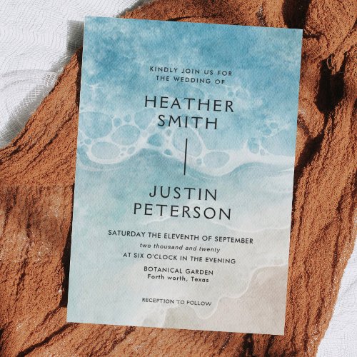 Modern Summer Beach Destination Wedding Invitation