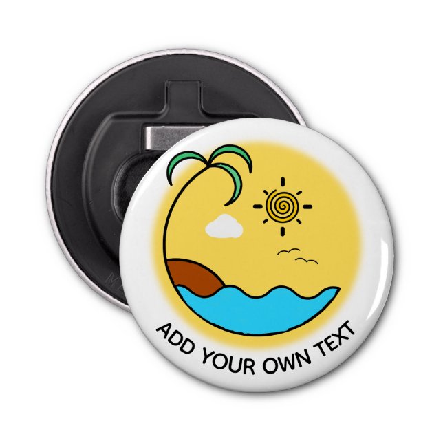 Modern Summer Beach Emblem Art Custom Text Bottle Opener (Front)