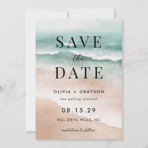 Modern Summer Beach Ocean Wedding Save the Date 