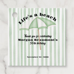 Modern Summer Beach Party Stripes 50th Birthday Favor Tags