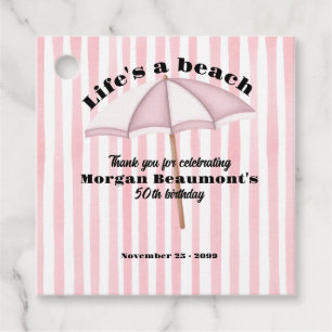 Modern Summer Beach Party Stripes 50th Birthday Favor Tags
