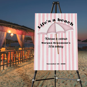 Modern Summer Beach Party Stripes 50th Birthday Foam Board