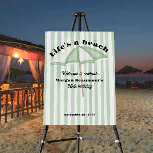 Modern Summer Beach Party Stripes 50th Birthday Foam Board