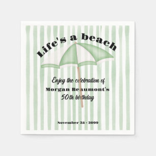 Modern Summer Beach Party Stripes 50th Birthday Napkins