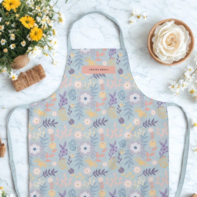 Modern Summer Blue Stylish Chic Trendy Apron (Creator Uploaded)