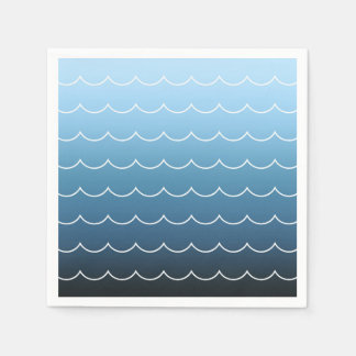 Modern Summer Blue Wave Pattern Gradient Napkins