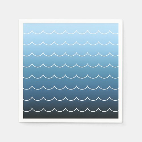 Modern Summer Blue Wave Pattern Gradient Napkins