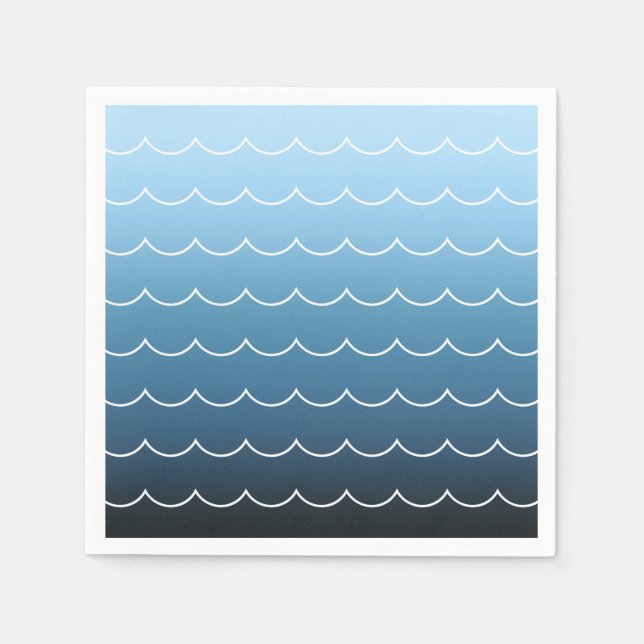 Modern Summer Blue Wave Pattern Gradient Napkins (Front)