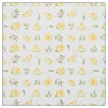 Modern Summer Bright Yellow Lemon Fruit Pattern Fabric