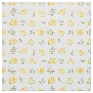 Modern Summer Bright Yellow Lemon Fruit Pattern Fabric