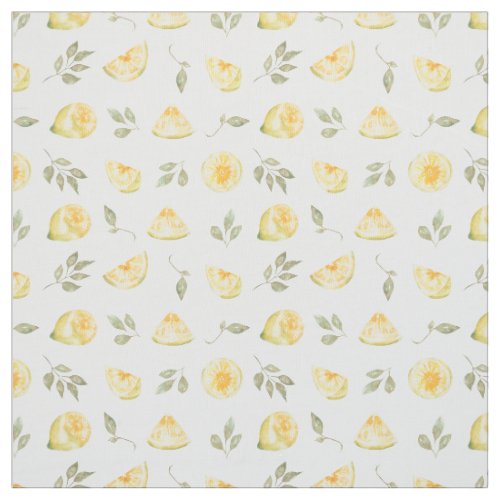 Modern Summer Bright Yellow Lemon Fruit Pattern Fabric