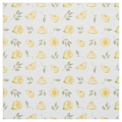 Modern Summer Bright Yellow Lemon Fruit Pattern Fabric