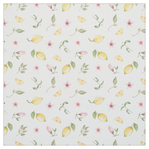 Modern Summer Bright Yellow Lemon Fruit Pattern Fabric