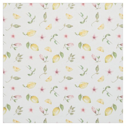 Modern Summer Bright Yellow Lemon Fruit Pattern Fabric