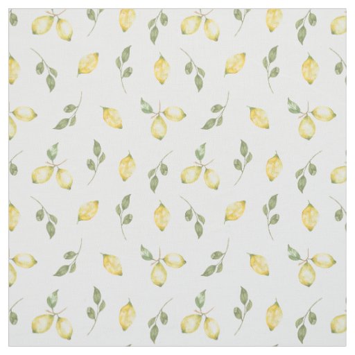Modern Summer Bright Yellow Lemon Fruit Pattern Fabric