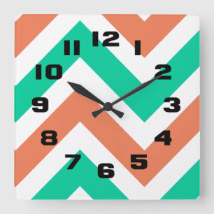 Modern Summer Chevron Stripes Pattern Square Wall Clock