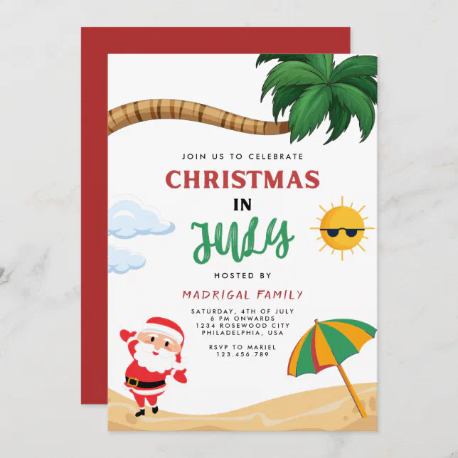 Modern Summer Christmas in July Party Invitation | Zazzle