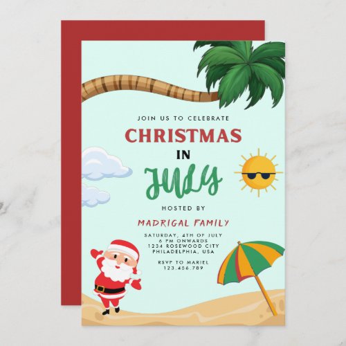 Modern Summer Christmas in July Party Invitation