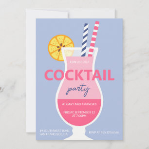 Modern summer cocktail birthday party invitation