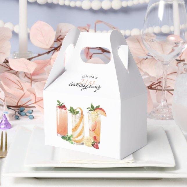 Modern Summer Cocktails 21st Birthday Party Favor Boxes (Creator Uploaded)