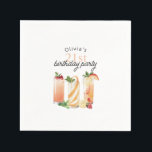 Modern Summer Cocktails 21st Birthday Party Napkins<br><div class="desc">This refreshingly colorful 21st birthday party napkin design displays a grouping of 3 fruity mouth-watering cocktails in fresh watercolors. Whether celebrating poolside, on a veranda, or in a posh restaurant or cafe, this invitation sets the tone for a lovely celebration. Personalize the text template with the guest of honor's name....</div>