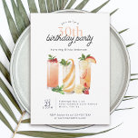 Modern Summer Cocktails 30th Birthday Party Invitation<br><div class="desc">Drinks can make the party and this modern 30th birthday party invitation displays a grouping of 3 fruity mouth-watering cocktails in fresh watercolors. Whether celebrating poolside, on a veranda, or in a posh restaurant or cafe, this invitation sets the tone for a lovely celebration. Personalize the text template with your...</div>