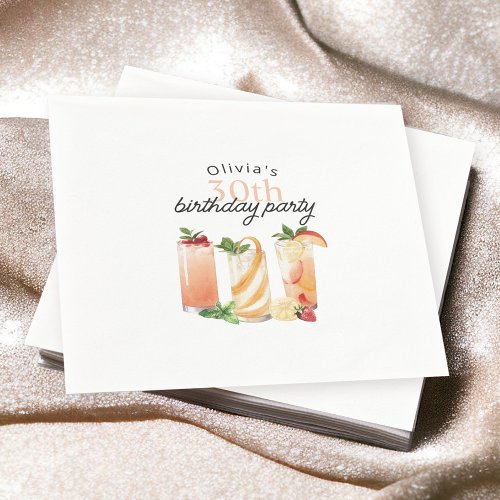 Modern Summer Cocktails 30th Birthday Party Napkins