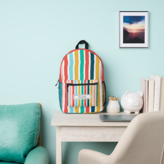 Modern Summer Colorful Vertical Stripes Custom Printed Backpack