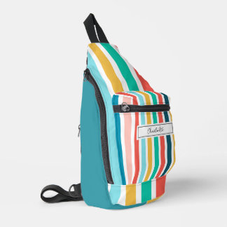Modern Summer Colorful Vertical Stripes Custom Sling Bag