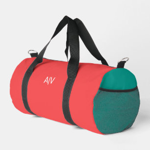 Modern Summer Coral Aquamarine Monogram Duffle Bag
